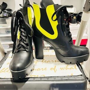 Black and Neon Yellow Platform Boots